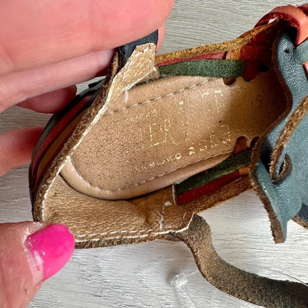Kids Baby Vintage Leather Mexican Hurache Sandals Shoes Auth Handmade Artesinal